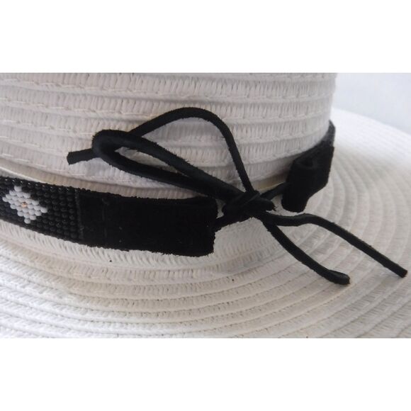 Beaded Hat Band Black, White & Rose Gold w/ Suede